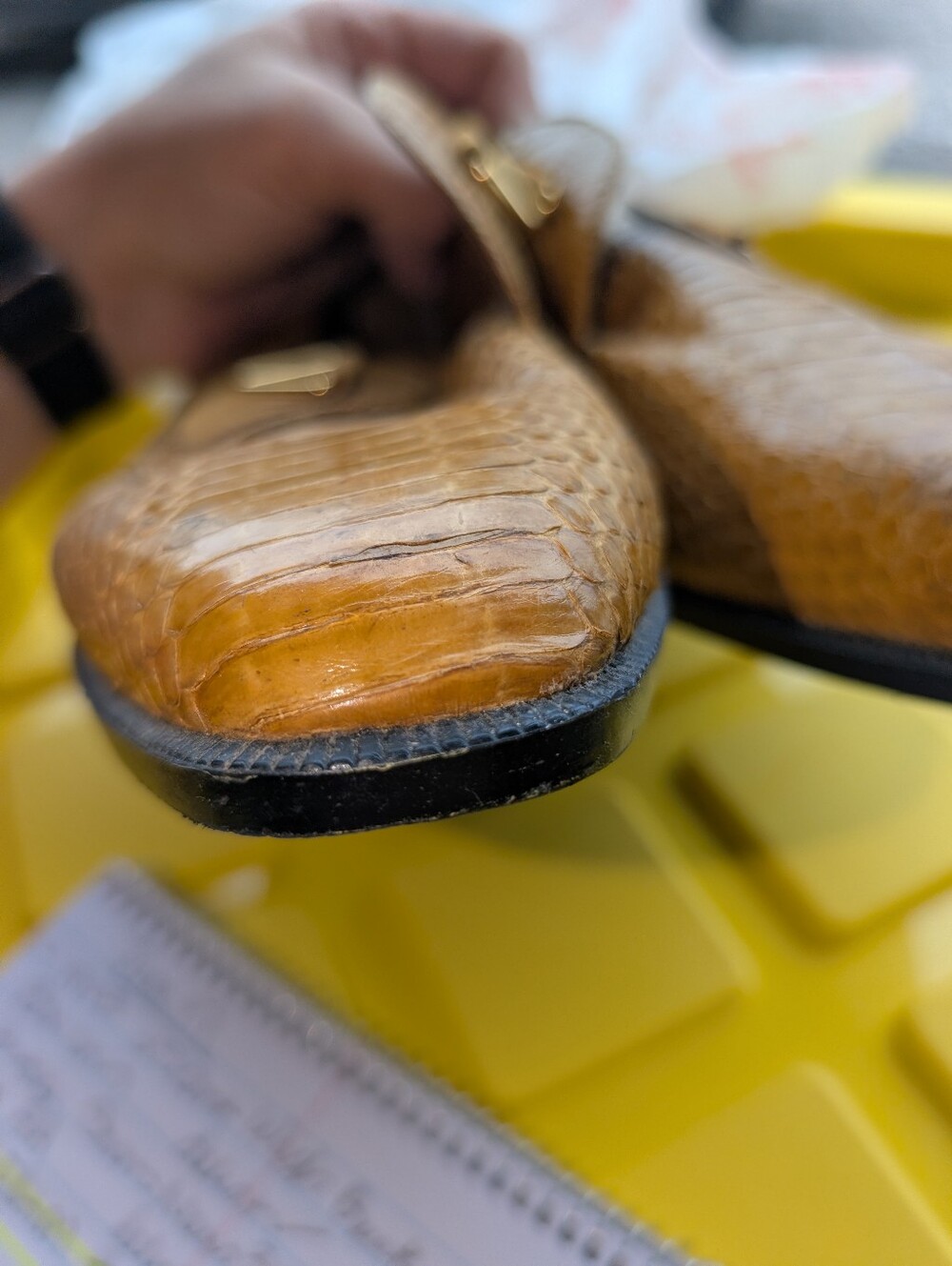 GIORGIO BRUTINI 10.5 M Gold Genuine Snake Skin Shoes Italian VINTAGE - Picture 10 of 12